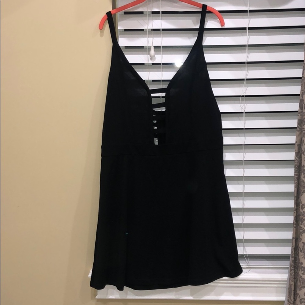 Short black T-shirt material dress